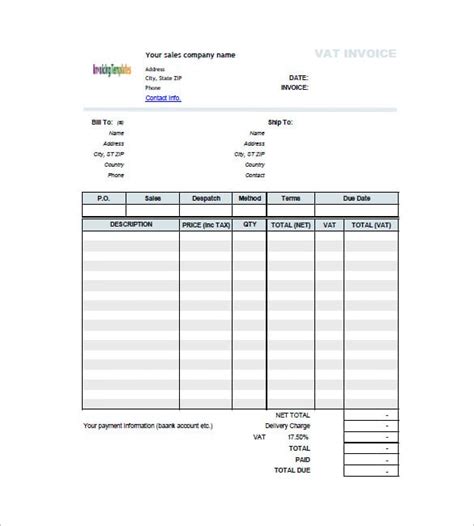 Invoice Template with Value Added Tax - 15+ Free Word, Excel, PDF Format Download