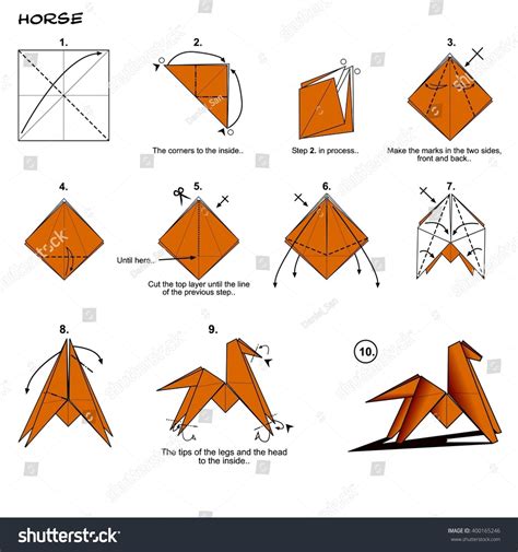 Origami animal traditional horse diagram instructions steps (con immagini) | Cavalli