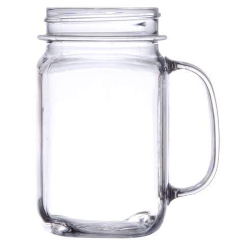 GET MAS-3 CL 16 oz. Clear Plastic Customizable Mason Drinking Jar with Handle - 24/Case