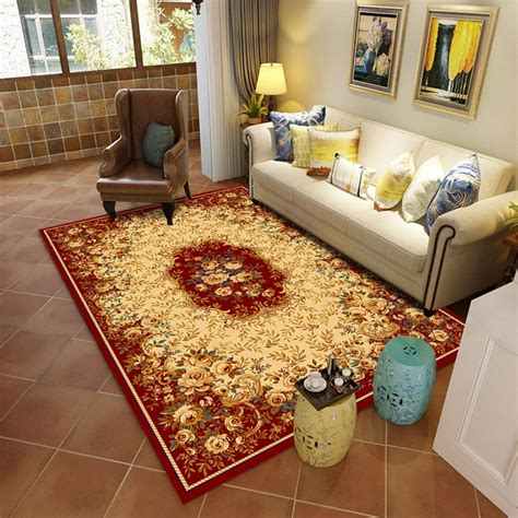 Retro Luxury Carpet Mat Non-slip Printing Floor Rug for Living Room Coffee Table Room Bedroom ...