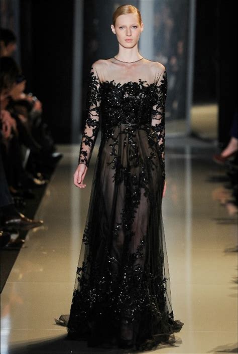 2014 New Arrvial Elie Saab Couture Black Runway Prom Dress Brilliant ...