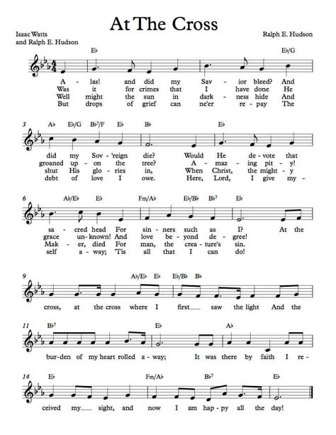 Free Lead Sheet – At The Cross | Gospel song lyrics, Hymn sheet music, Hymn music