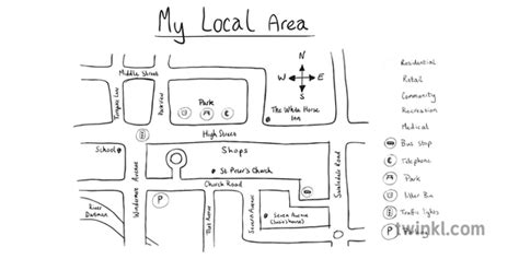 My Local Area Map Drawn Black And White Illustration Twinkl | Hot Sex ...