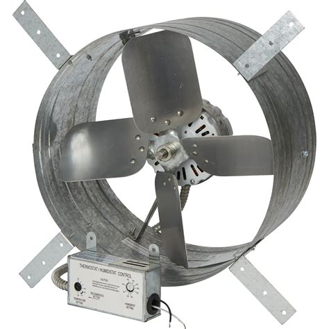 Strongway 14in. Gable Exhaust Fan — 1/8 HP, 1,600 CFM, With Thermostat and Humidistat, For 2,500 ...