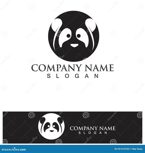 Panda Logo Black and White Head Stock Vector - Illustration of element ...