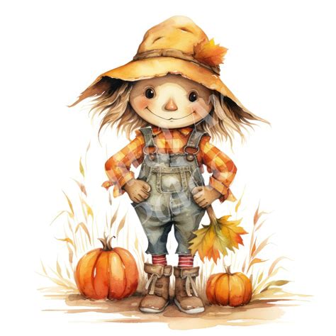 Cute Scarecrow Clipart Bundle Fall Autumn Thanksgiving - Etsy