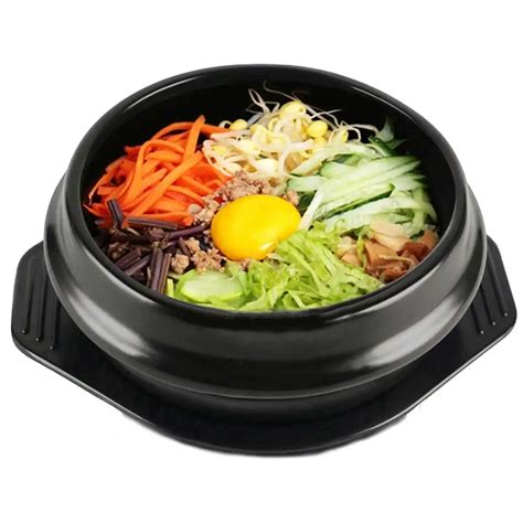 16cm Black Classic Korean Stone Pot Cuisine Sets Ceramic Stone Bowl Pot ...