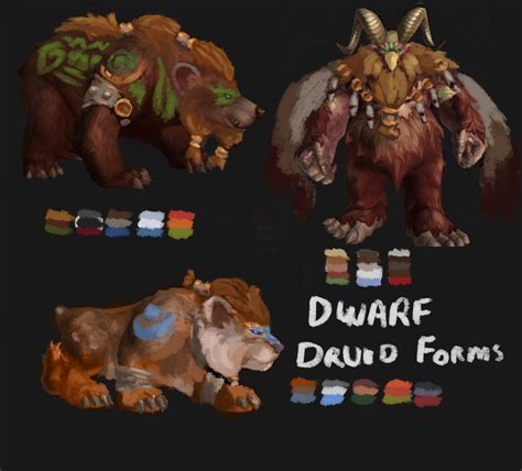 Fan Concept Art of Dwarf Druid Forms by Me (OC) : r/wow