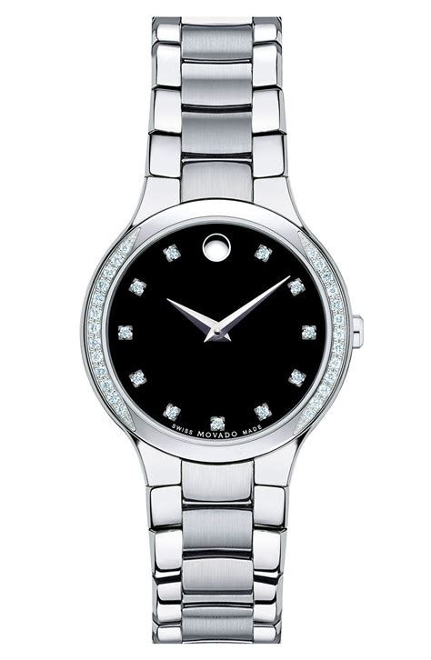 Movado Serio Ladies Diamond Bracelet Watch in Silver | Lyst