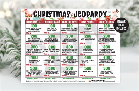 Christmas Jeopardy Game Holiday Jeopardy Christmas Trivia Holiday ...