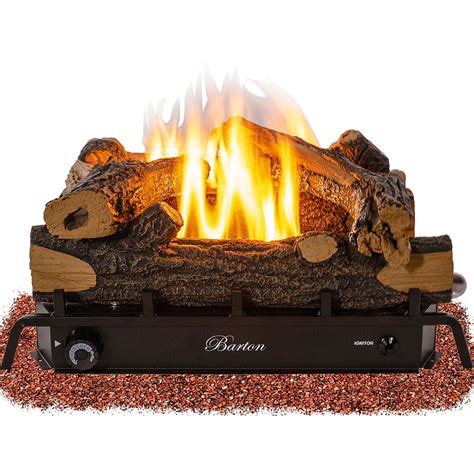 18-in 30,000 BTU Fireplace Log Adjustable Flame Grate Split Oak Vent ...