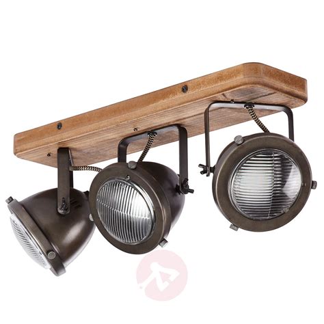 Ceiling light Carmen Wood industrial style 3-bulb | Beleuchtung decke, Industrie-stil lampen ...