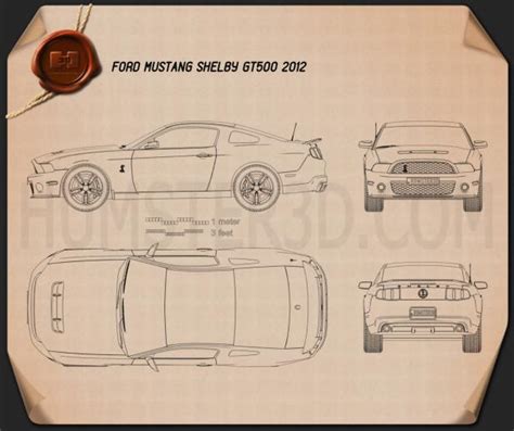 Ford Mustang Shelby GT500 2012 Blueprint - Hum3D