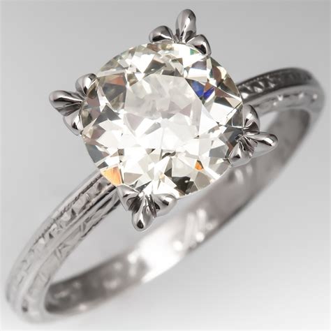 2 Carat Old Euro Diamond Solitaire Engagement Ring 1944 Wedding Band