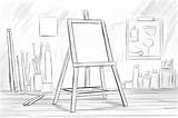 Easel coloring Page For Kids Line Art Black And White  Premium AI sketch template
