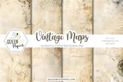 Vintage Old Maps Digital Paper Graphic by Queen Bee Papier · Creative ...