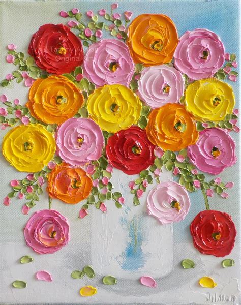 Summer Mixed Ranunculus Oil Impasto Painting Orange Yellows | Etsy | Floral painting, Flower ...