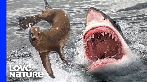 Great White Shark Eating Seal