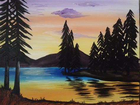 Forest sunset copyrights belong to wineandcanvas.com | Wine and canvas, Forest sunset, Pastel ...