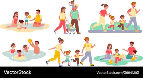 Family activities happy people and kids outdoor Vector Image