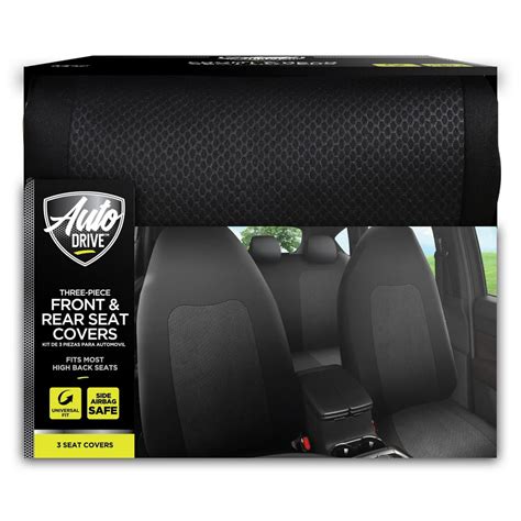 Auto Drive 3 Piece Front and Rear Seat Covers, Rayne Black, Universal Fit - Walmart.com ...