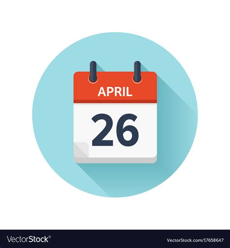 April 26 flat daily calendar icon date Royalty Free Vector