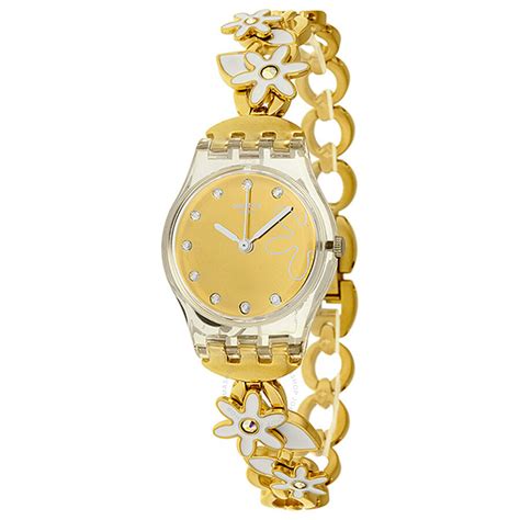 Swatch Originals Flower Spirit Champagne Dial Gold-toned Stainless Steel Ladies Watch LK329G ...