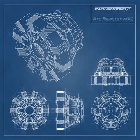 Iron Man Arc Reactor Blueprint Drawing