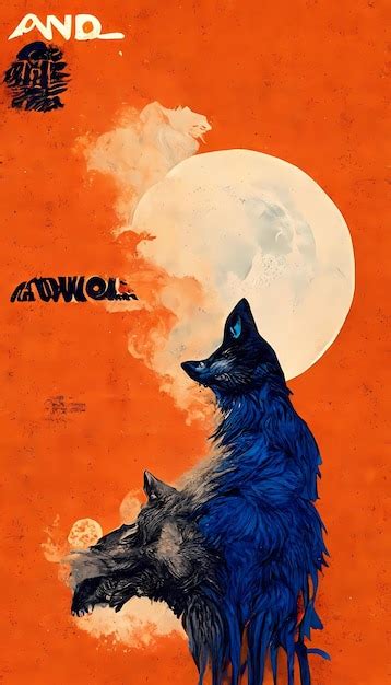 Premium AI Image | wolf howling at the moon with blue and orange ...