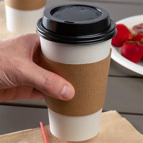 White 16 oz. Paper Hot Cup, Lid, and Sleeve Combo Kit - 50/Pack