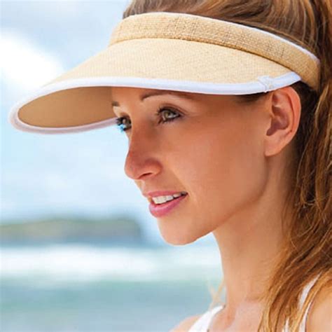 Ladies Sun Visor /Womens Sun Visor / Beach Visor - Raffia - C311PT1S2F7