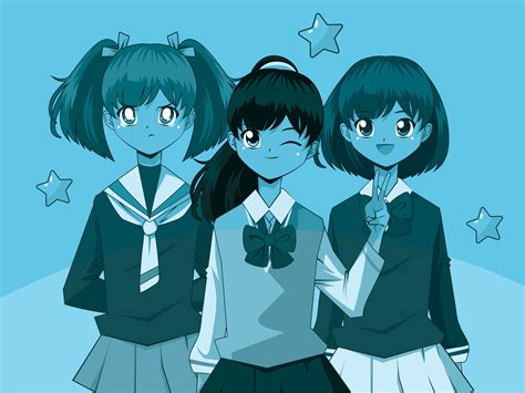 anime student girls 11210535 Vector Art at Vecteezy