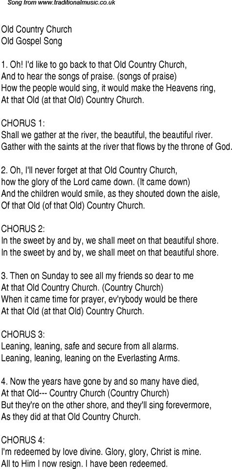 Old Country Church - Christian Gospel Song Lyrics and Chords