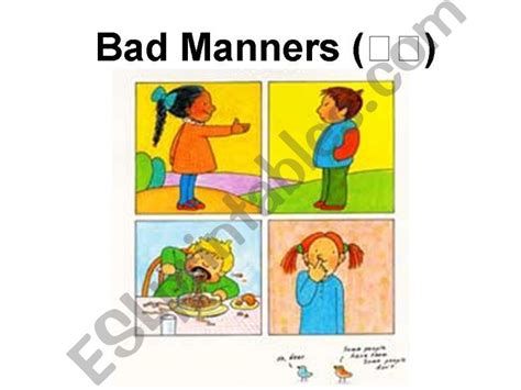 ESL - English PowerPoints: Teaching kids about Bad Manners is fun!!