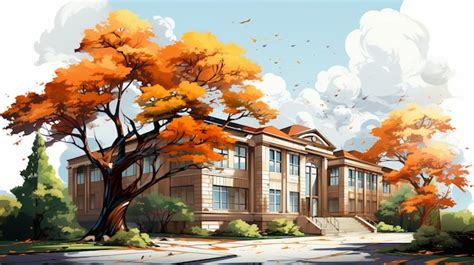 Premium AI Image | Illustration of the school building environment