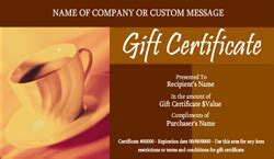 Coffee Shop and Cafe Gift Certificate Templates | Easy to Use Gift Certificates