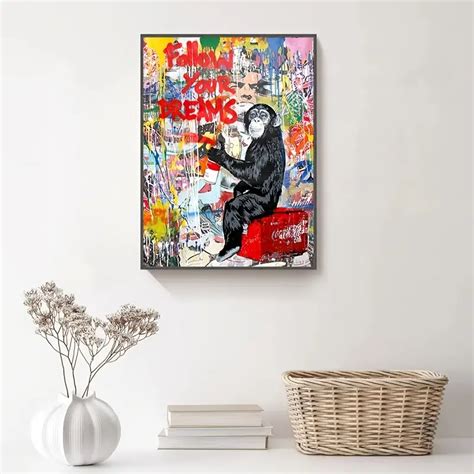 Banksy Monkey Graffiti Street Art Canvas Poster For Modern Home Decor - Funny And Eye-catching ...