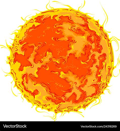 Hand drawn sketch of planet sun in color isolated Vector Image