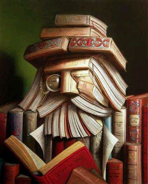 pintura surrealista,face a base de libros. | Book art, Book sculpture ...