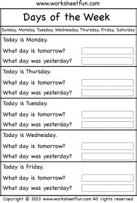 Days of the Week – Worksheet / FREE Printable Worksheets – Worksheetfun