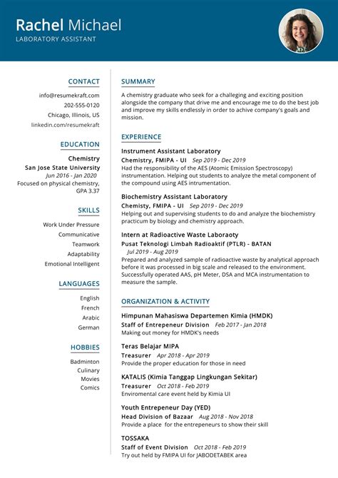 Laboratory Assistant Resume Example in 2024 - ResumeKraft