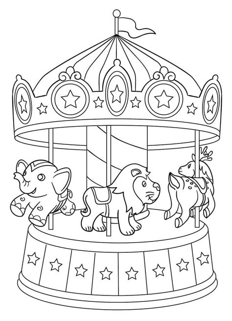 Simple Carousel Coloring Page - Free Printable Coloring Pages for Kids