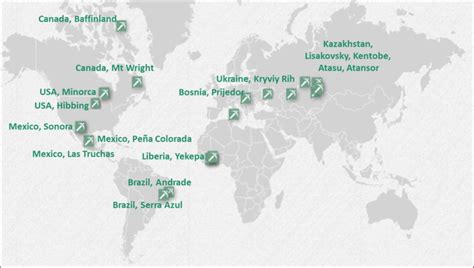 World map showing the location of ArcelorMittal iron ore mines | Download Scientific Diagram