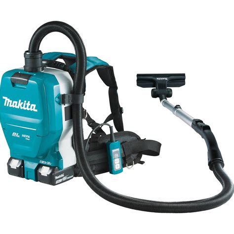 MAKITA Cordless Backpack Vacuum: 70 cfm Vacuum Air Flow, 9.9 lb Wt, 69 dB Sound Level, HEPA ...