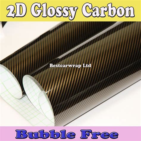 Gold 2D Gloss Carbon Fiber Vinyl Wrap Carbon Fiber Film For Car Wrap ...