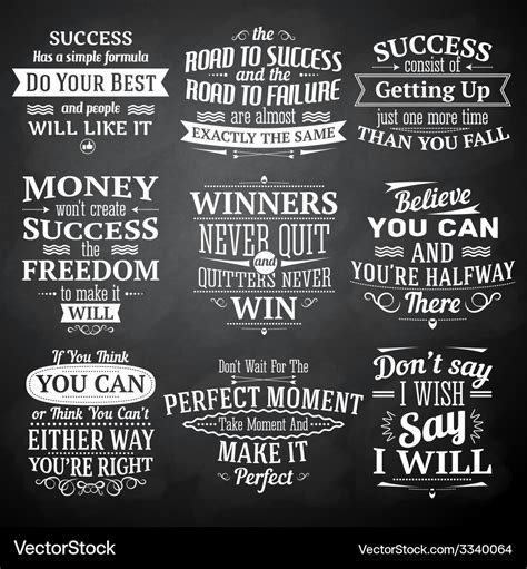 Success quotes chalkboard set Royalty Free Vector Image