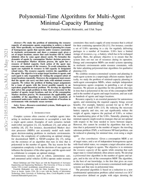 Polynomial-Time Algorithms for Multi-Agent Minimal-Capacity Planning | DeepAI