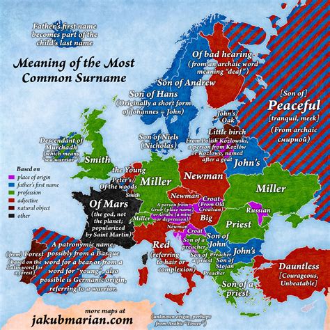 Most common surnames by country in Europe