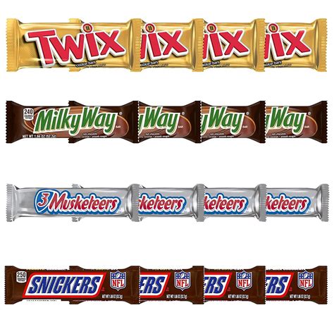 SNICKERS, TWIX, MILKY WAY & 3 MUSKETEERS Individually Wrapped Variety Pack Full Size Milk ...