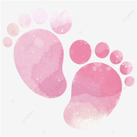 Baby Footprints PNG Image, Watercolor Pink Baby Footprints, Baby ...